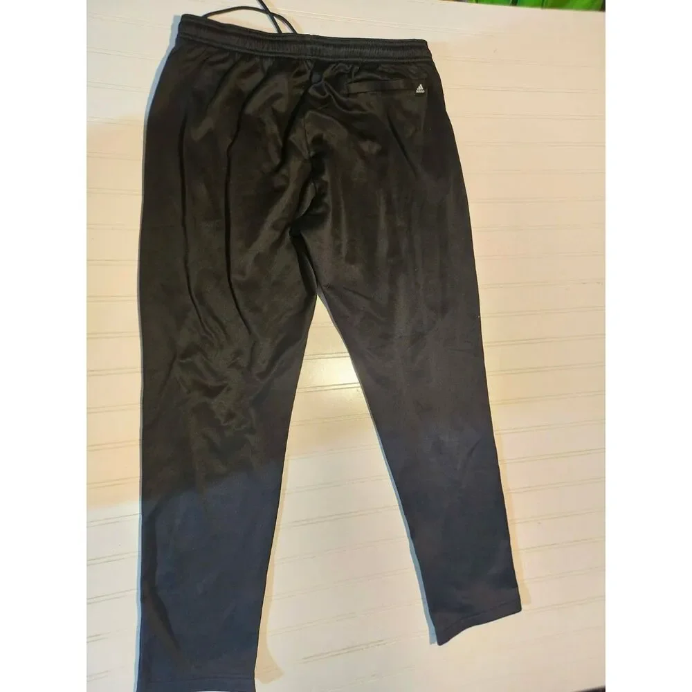 Adidas Men's Black Tapered Track Pants Zip Ankle Athletic Joggers Size Large